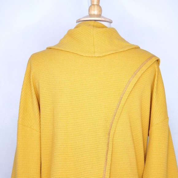 Simple by Suzanne Betro Mustard Yellow Textured Casual Cowl Neck Top Size M - Picture 7 of 11